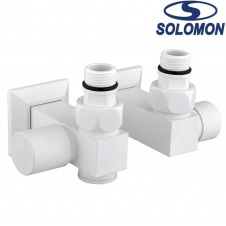 Набір кутовий кран вентильний з американкою Solomon LUX 1/2″ CUBE WHITE 8888 ТЕН 2 шт, Польща (під замовлення)