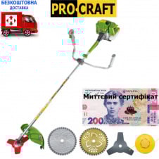 Бензокоса ProCraft T4500 (3 ножі (40Т, 3Т, 40Т) та 1 котушка-ліска) штанга 28 см