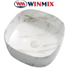 Раковина (умивальник) накладна Winmix Premium DIVERSE-0104 MARBLE 370*370*135mm (мармур) Новониколаевка