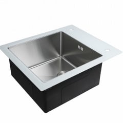 Кухонна мийка Platinex Handmade WHITE GLASS 60*51, Білий Киев