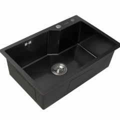 Кухонна мийка Platinex Handmade 65*43 PVD (з сифоном та кріпленням), Чорний Обухів