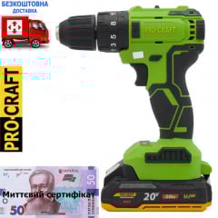 Акумуляторний шуроповерт Procraft PA18Li BL Ударний Безщітковий (1(20В*2А/г), у картоні) Киев