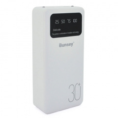 Повербанк Powerbank Bunsey BY-12 30000mAh, Input: MicroUSB+Type-C, Output: 2USB/Type-C, QC22.5W/PD20W, White Київ