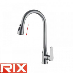 Змішувач для кухні Вухо Rix PUL (Chr-014) з висувною лійкою, SUS304 з нержавіючої сталі Ужгород