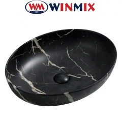 Раковина (умивальник) накладна Winmix Premium ELLIPSE-0102 MARBLE 515*400*130mm (мармур) Рівне
