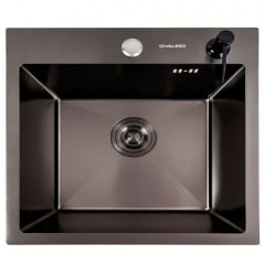 Кухонне миття Platinex Handmade 50*50 PVD ECN (с диспенсором), Чорний Киев