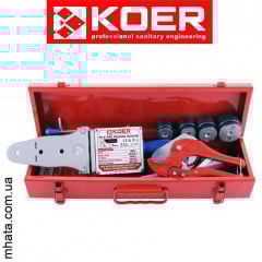 Паяльник для поліпропіленової труби KOER SET-03S (міні) (1500Вт,4 насад,ножн) Вишневе