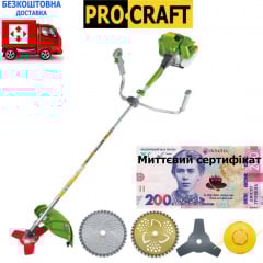 Бензокоса ProCraft T4500 (3 ножі (40Т, 3Т, 40Т) та 1 котушка-ліска) штанга 28 см Павлоград