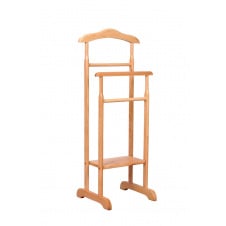 Напольная стойка для одежды Сигма двойные плечики деревянные в цвете ольха