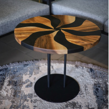 Круглий стіл кавова стільниця дерево епоксидна смола Palmarius Круг чорний No1 для дому