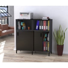 Офисная тумба Loft-design LS-1200х1200 с раздвижными дверями темными венге-антрацит