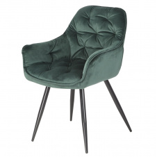 Обеденный стул кресло Magic с подлокотниками мягкое сидение велюра изумрудного цвета