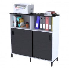 Офисная тумба Loft-design LS-1200х1200 с раздвижными дверями венге-белая