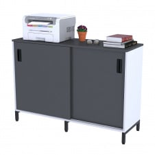 Тумба офисная LS-1200-830 Loft-design с раздвижными дверями антрацит - белый корпус