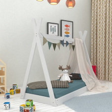 Дитяче біле ліжко-будиночок Вігвам 80х160 см дерев'яне для дівчинки