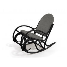 Плетенное кресло-качалка ЧФЛИ Олимп Loft из ротанга черное с мягкими подушками