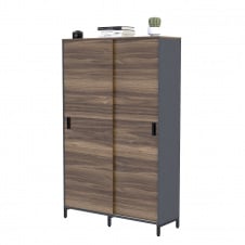 Шафа офісна для документів LS-120х190 см антрацит дверей дсп коричневий-горіх