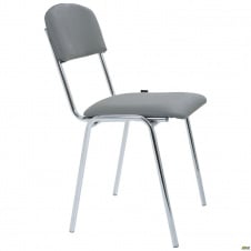 Офисный стул Мастер на ножках хром с мягким сидением кожзам серый