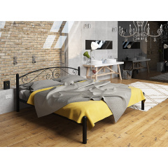 Ліжко Віола Tenero 120х190 см полуторне чорне металеве на ніжках з кованним голов'ям Кам'янське