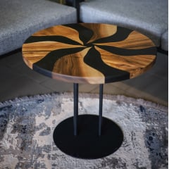 Круглий стіл кавова стільниця дерево епоксидна смола Palmarius Круг чорний No1 для дому Тернополь