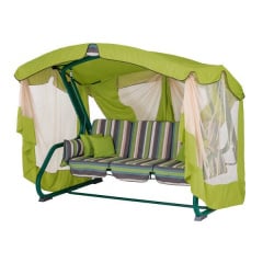 Садовая качеля Vitan Алиса 230х149х188 см с москитной сеткой салатовая с полоской мягкое сидение Энергодар