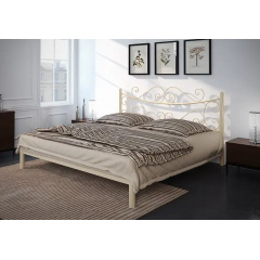 Двоспальне ліжко металеве Tenero Азалія 140х190 см металеве бежеве з кованним голов'ям Херсон