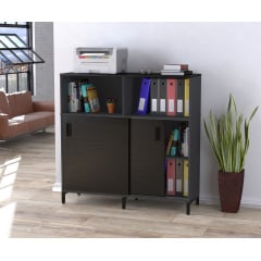 Офісна тумба Loft-design LS-1200х1200 з розсувними дверима темними венге-антрацит Чернігів