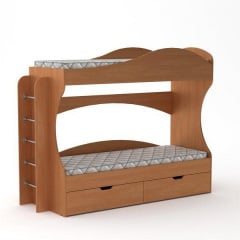 Двухъярусная детская кровать Бриз Компанит 190х70 см с двумя ящиками из лдсп Бук-натуральный Лозовая
