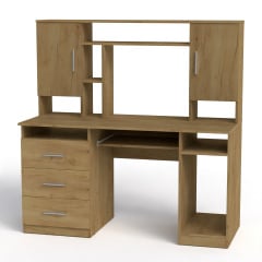 Компьютерный стол Компанит Менеджер 1400х598х756 мм с полками дсп дуб-крафт-золотой Львов