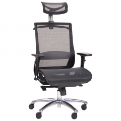 Крісло сітчасте комп'ютерне Coder AMF Black Alum для дому офісу кабінету керівника Чорний Хмельницький