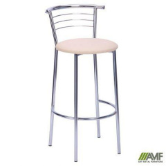 Стул барный обеденный АМФ Маркос Хокер ножки-хром высокое сидение-бежевое мягкое Березнеговатое