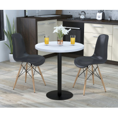 Стол обеденный BS-450 Loft-Design с круглой белой столешницей D-70 см Одесса