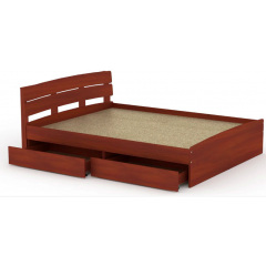 Двуспальная кровать Компанит Модерн-140 с двумя ящиками и изголовьем лдсп Яблоня Ворожба