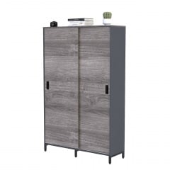 Шафа офісна з поличками LS-120х190 см антрацит двері сірі-палена Київ