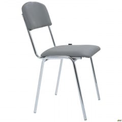 Офисный стул Мастер на ножках хром с мягким сидением кожзам серый Киев