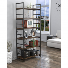 Высокий стеллаж офисный L-190 new Loft-Design металл+лдсп орех-модена