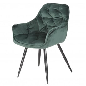 Обеденный стул кресло Magic с подлокотниками мягкое сидение велюра изумрудного цвета