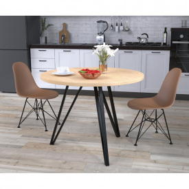 Круглый стол обеденный Лима Loft-Design D100 см светлый дуб-борас