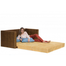 Мягкий диван Cruzo Уго 180х68 см раскладной плетеный натуральный ротанг