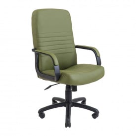 Офісне крісло Richman Prius кожзам оливковий на коліщатках чорний пластик