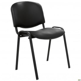 Офисный стул AMF Изо-Люкс кожзам мягкого сидения черный металлокаркас