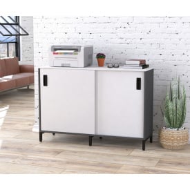 Тумба офісна LS-1200-830 Loft-design з розсувними дверима біла-антрацит