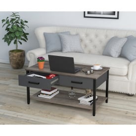 Журнальный столик L-6 Loft-design 920х500х450 мм с ящиками дуб-палена