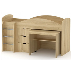 Ліжко-чердак дитяча Універсал Компаніт 190х70 см у кольорі дсп дуб-сонома
