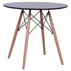 Стол круглый AMF Helis D-80 см мдф черный обеденный для кухни