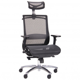 Крісло сітчасте комп'ютерне Coder AMF Black Alum для дому офісу кабінету керівника Чорний