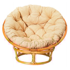 Круглое кресло плетеное Папасан Симпл Cruzo с мягкой полушкой