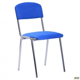 Офисный стул Мастер на ножках хром с мягким сидением кожзам синий