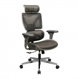 Офісне крісло Richman Перфоманс хром спинка-сітка сіра з анатомічним сидінням