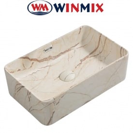 Раковина (умивальник) накладна Winmix Premium QUADRO -0208 MARBLE 480*315*140mm (мармур)
